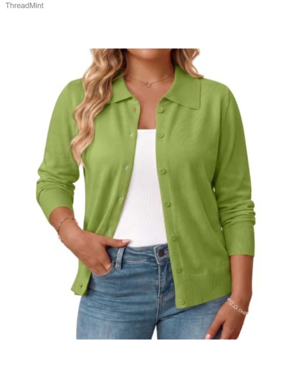 Plus Size Lightweight Cardigan Lapel Collar Open Front Sweater